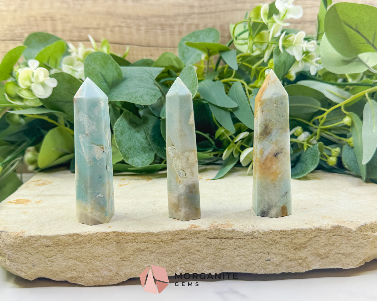 Amazonite Tower Point Crystal 3.4-3.7" | Calming Truth Stone for Throat Chakra & Communication