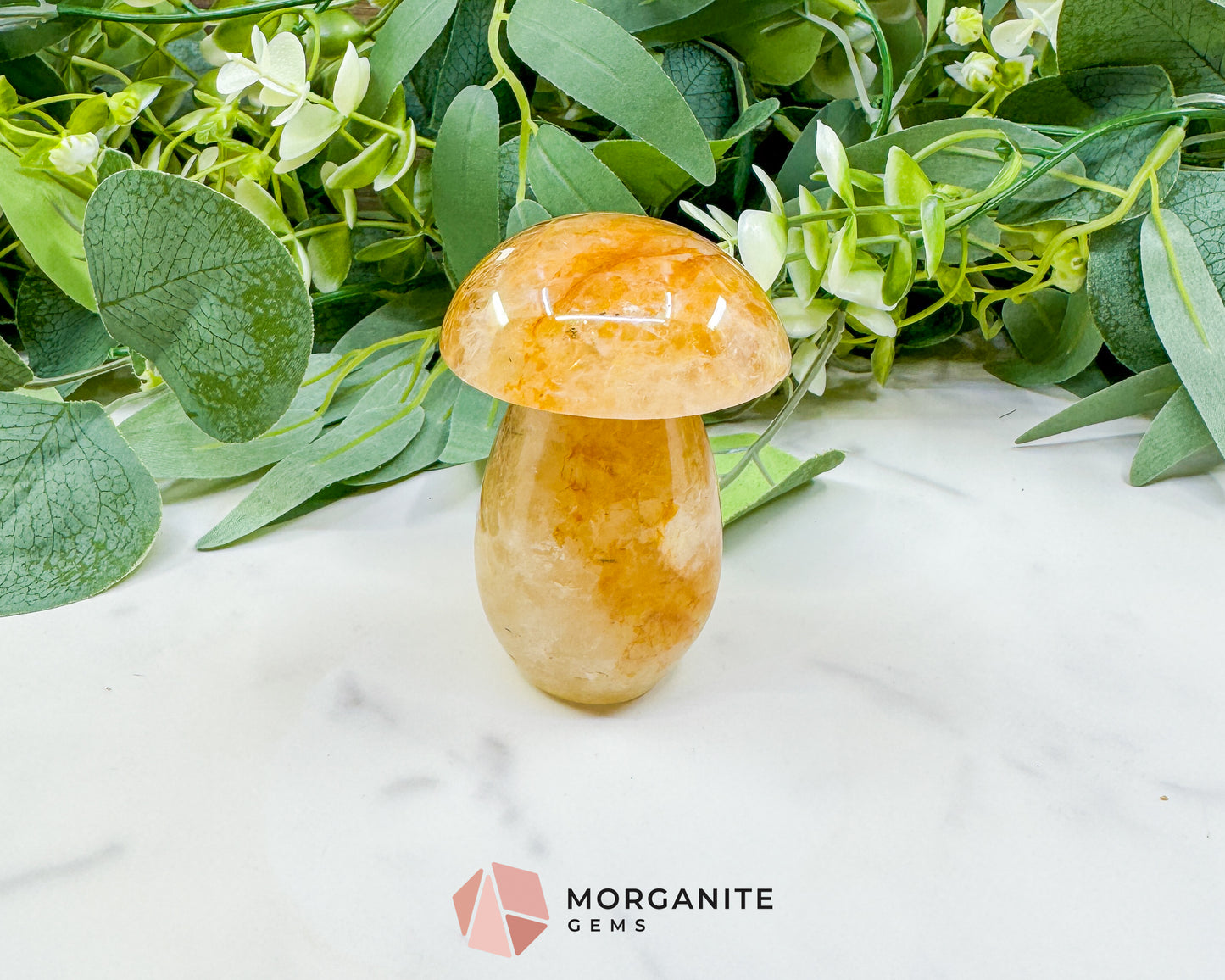 Large 3" Golden Quartz Crystal Mushroom – Polished Yellow Quartz Sculpture – 9oz Hand-Carved Gemstone for Confidence, Joy, & Solar Plexus Energy
