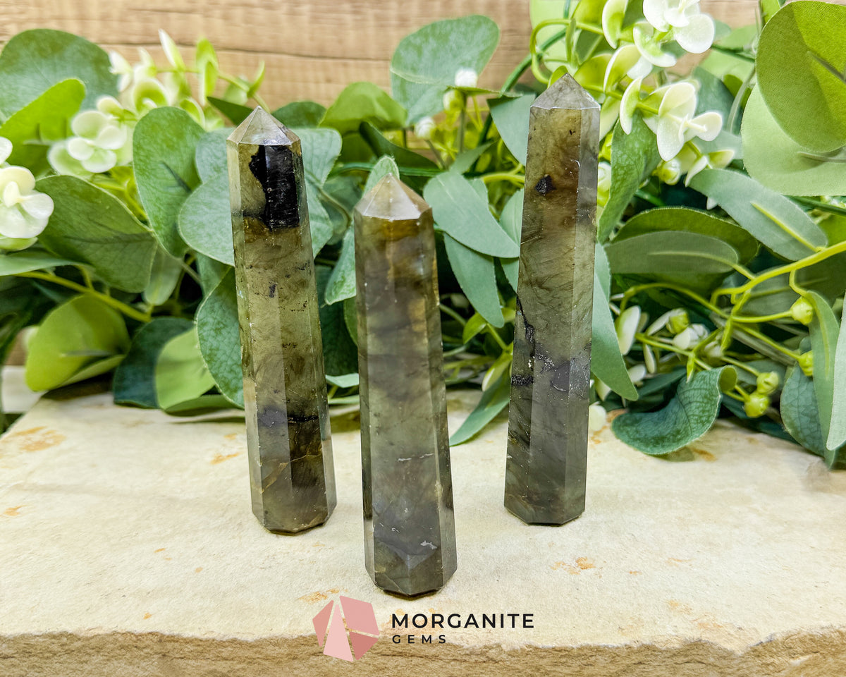 Labradorite Tower Crystal Point | Flashy Labradorite Obelisk for Intuition Protection & Transformation | Healing Stone