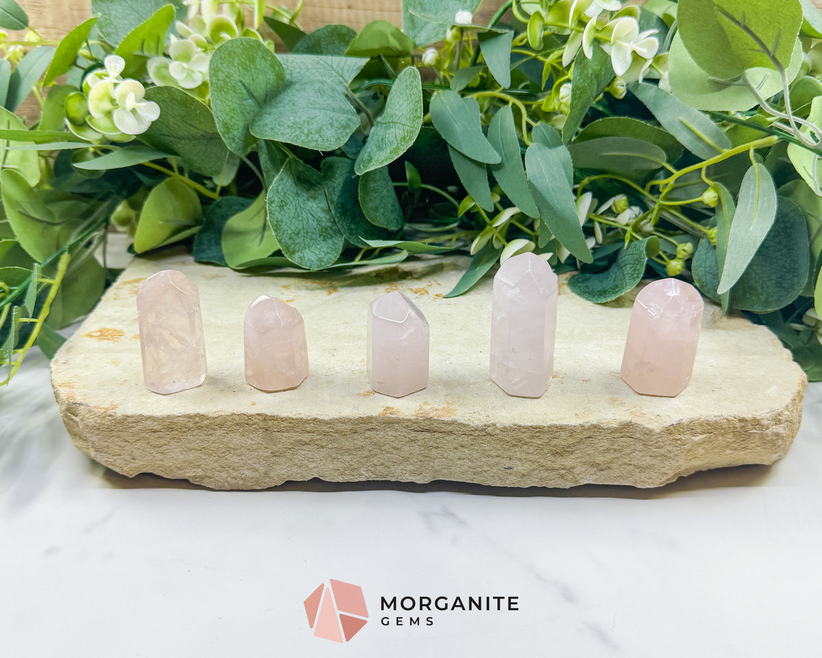 Rose Quartz Tower Crystal Point 1-4 Inch Unconditional Love Heart Chakra Healing Stone
