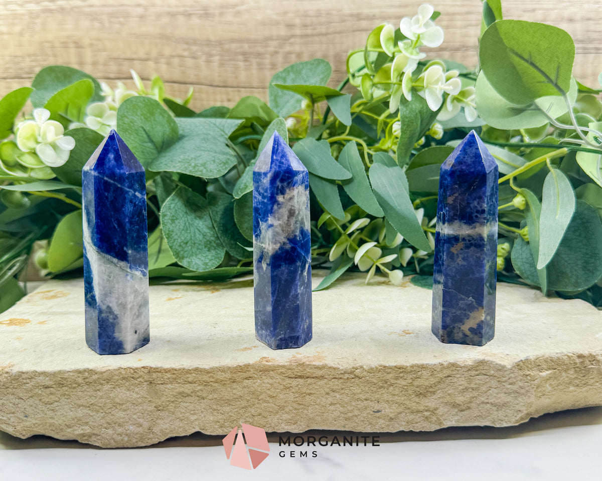 Sodalite Tower Point 3.5 Inch Crystal Obelisk for Throat Chakra Truth Intuition Calm Focus Meditation Altar