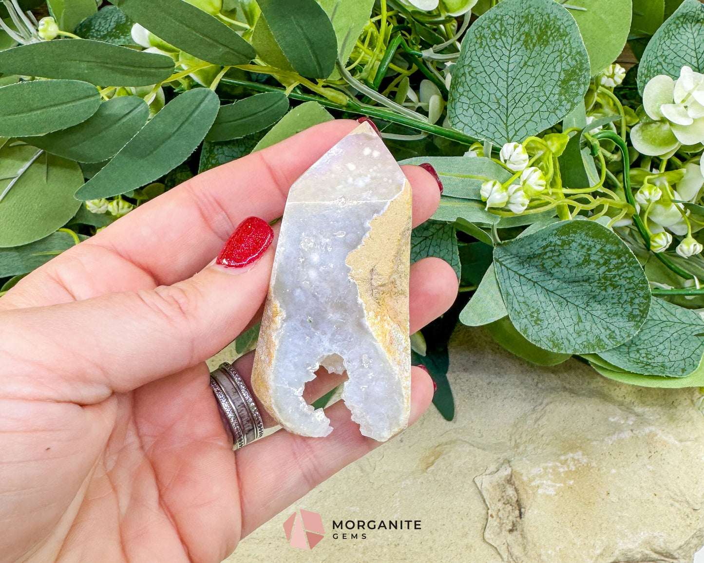 Angel Aura Sphalerite Druzy Obelisk Tower No. 2 – 2.9″ × 1.5″ × 1″ | 106 g Iridescent Tower - Metaphysical Crystals