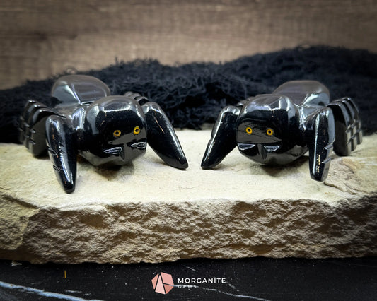 Black Onyx Spider Carving – Hand-Carved Tarantula Figurine with Onyx Meaning Card for Protection & Gothic Décor