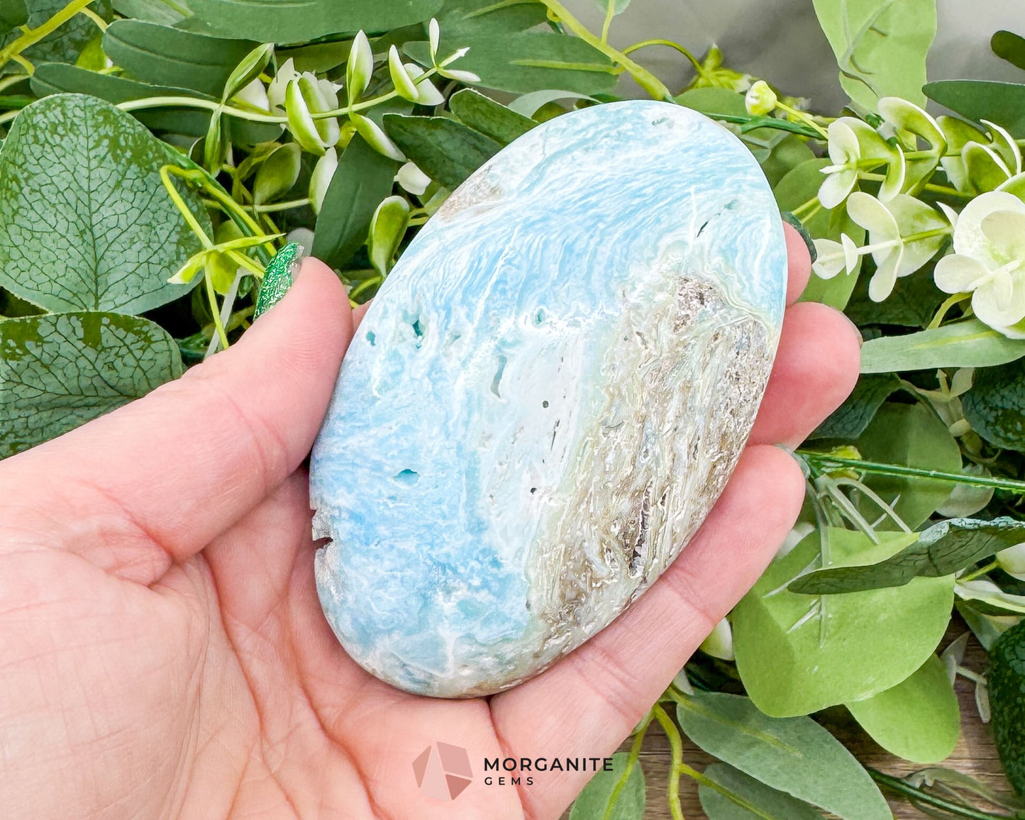 Caribbean Calcite Palm Stone – Blue Aragonite Crystal for Calm Clarity & Intuition - Metaphysical Crystals