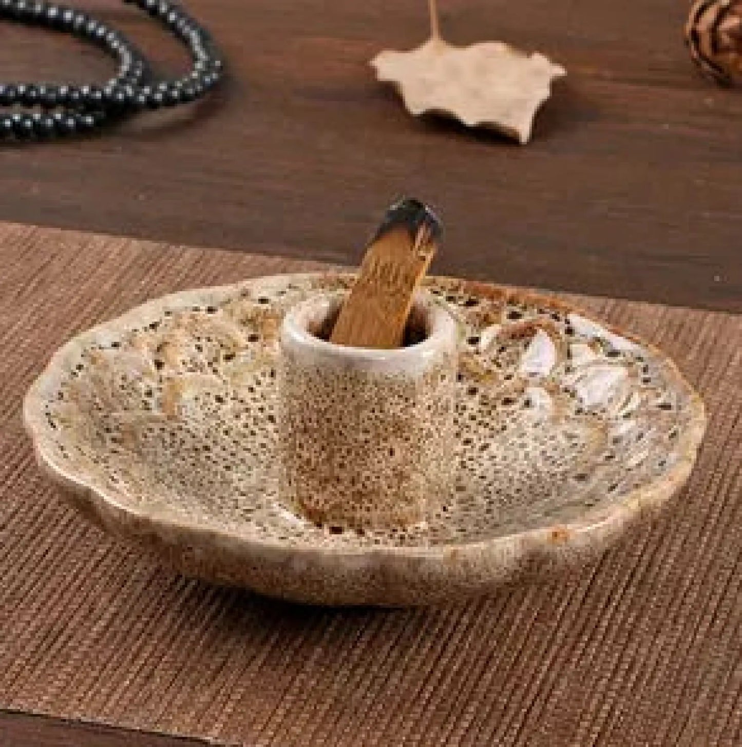 Ceramic Candle & Incense Holder-Morganite Gems