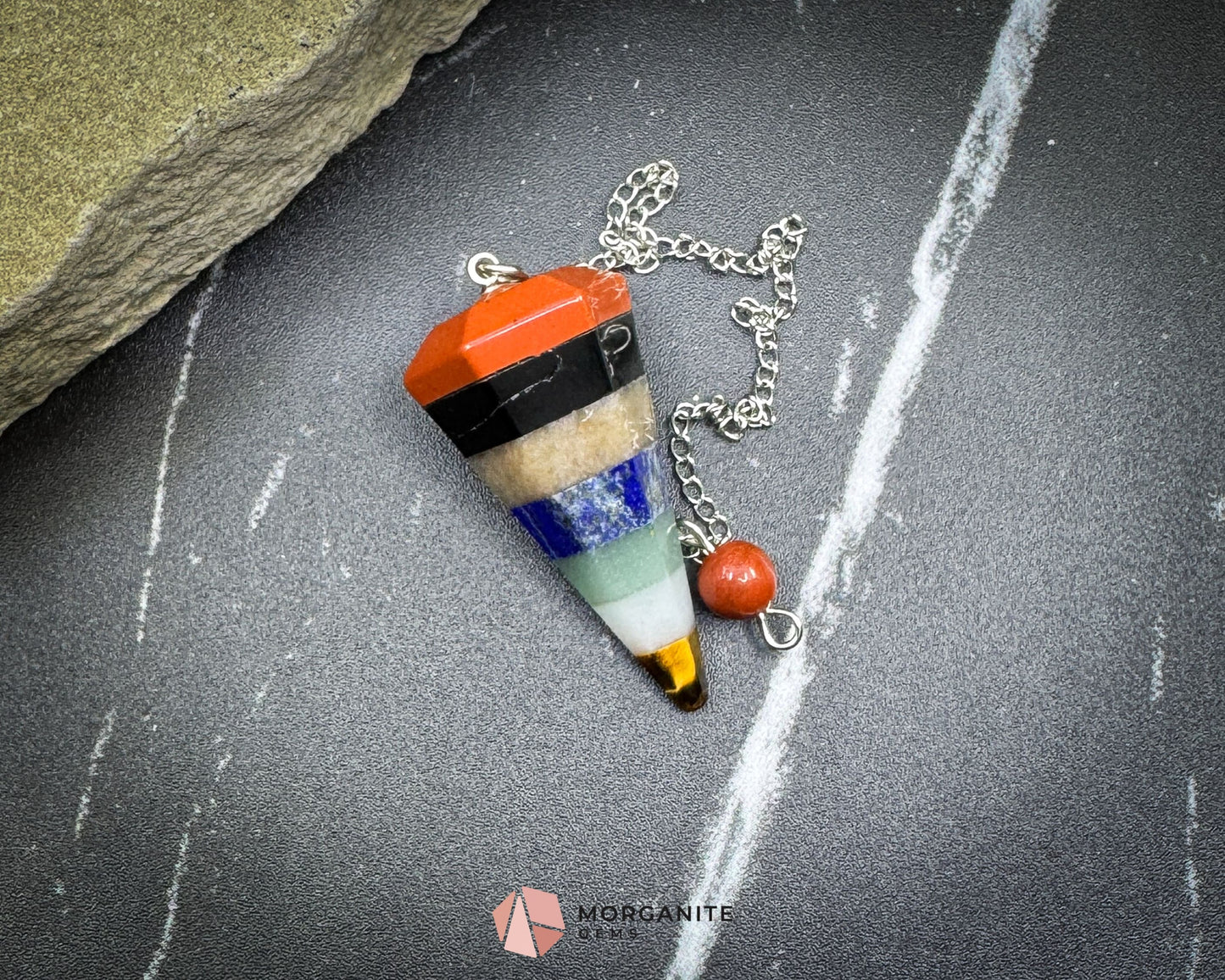 Chakra Balancing Crystal Pendulum with Multi-Stone Energy - Metaphysical Crystals