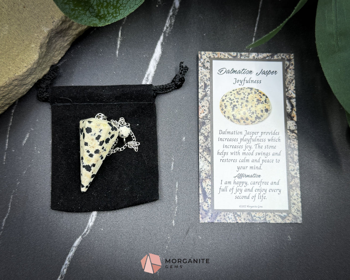 Dalmatian Jasper Crystal Pendulum for Joy Balance & Grounding - Metaphysical Crystals