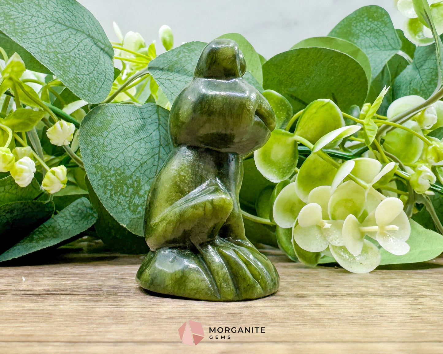Dark Green Serpentine Frog Carving | Hand-Carved Crystal Animal for Transformation Abundance & Earth Connection