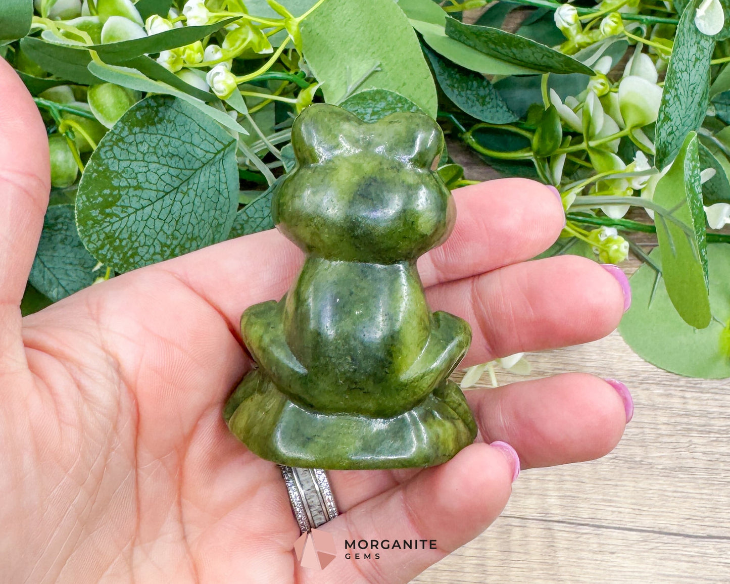 Dark Green Serpentine Frog Carving | Hand-Carved Crystal Animal for Transformation Abundance & Earth Connection