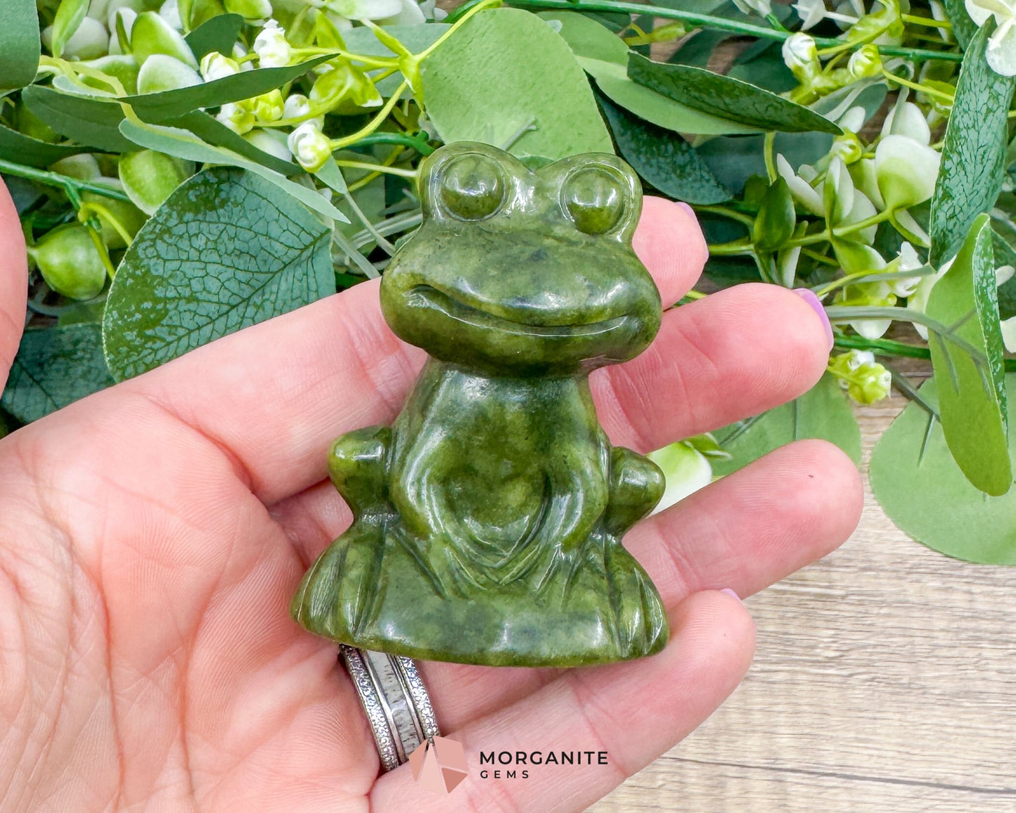 Dark Green Serpentine Frog Carving | Hand-Carved Crystal Animal for Transformation Abundance & Earth Connection