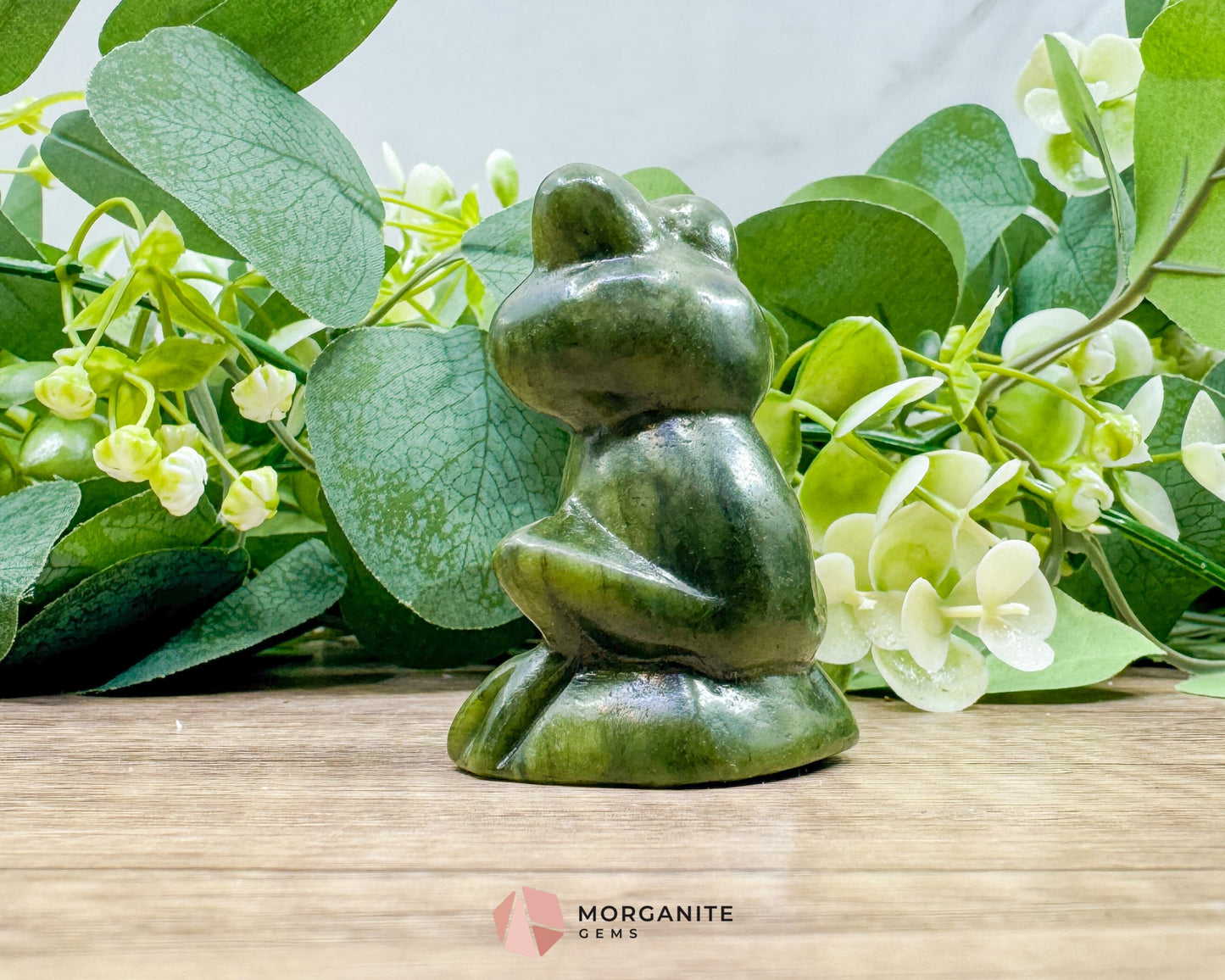 Dark Green Serpentine Frog Carving | Hand-Carved Crystal Animal for Transformation Abundance & Earth Connection