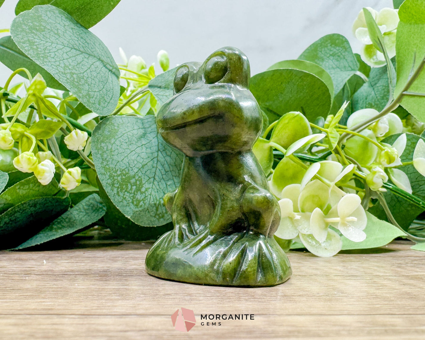 Dark Green Serpentine Frog Carving | Hand-Carved Crystal Animal for Transformation Abundance & Earth Connection