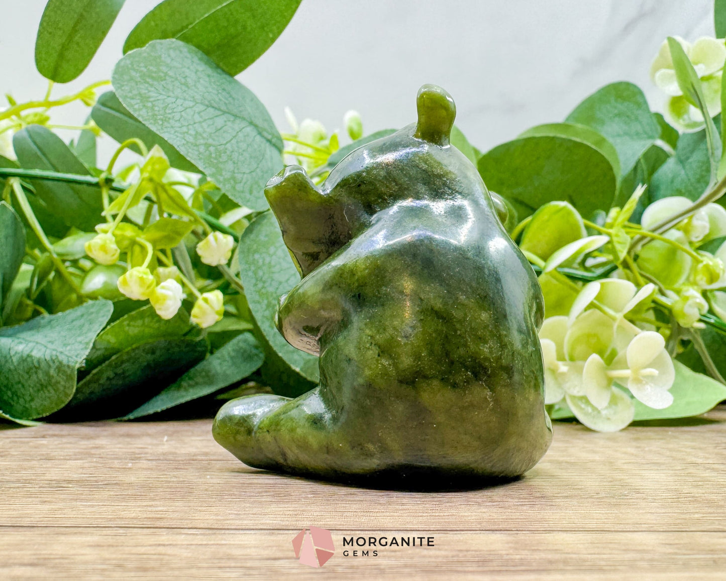 Dark Green Serpentine Panda Carving | Hand-Carved Animal Totem for Grounding Luck & Earth Energy - Metaphysical Crystals