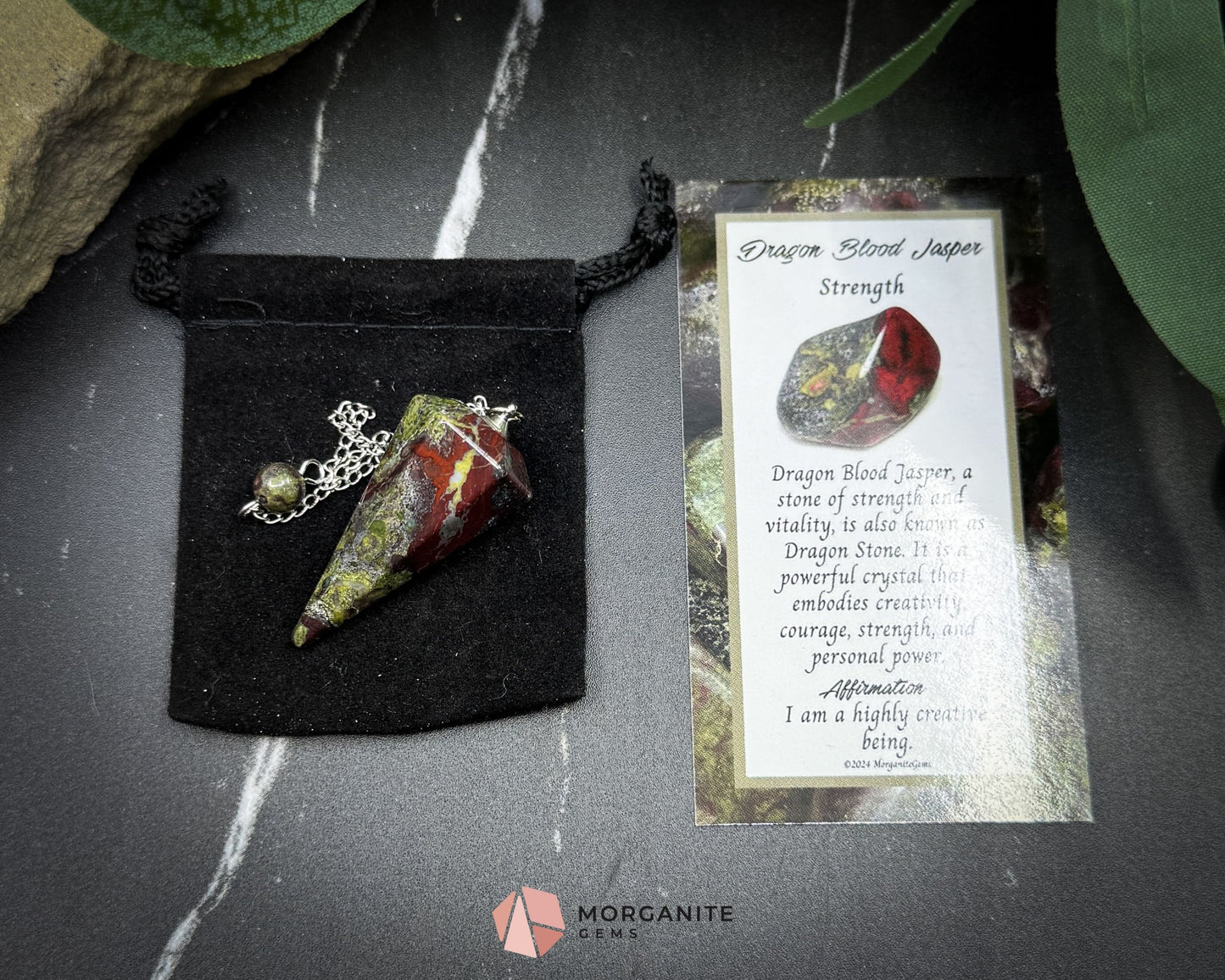 Dragon Blood Jasper Pendulum for Strength Vitality & Protection - Metaphysical Crystals