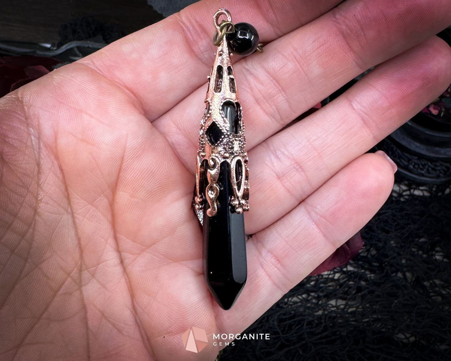 Gothic Raven Crystal Pendulum – Alloy & Crystal Divination Tool - Metaphysical Crystals