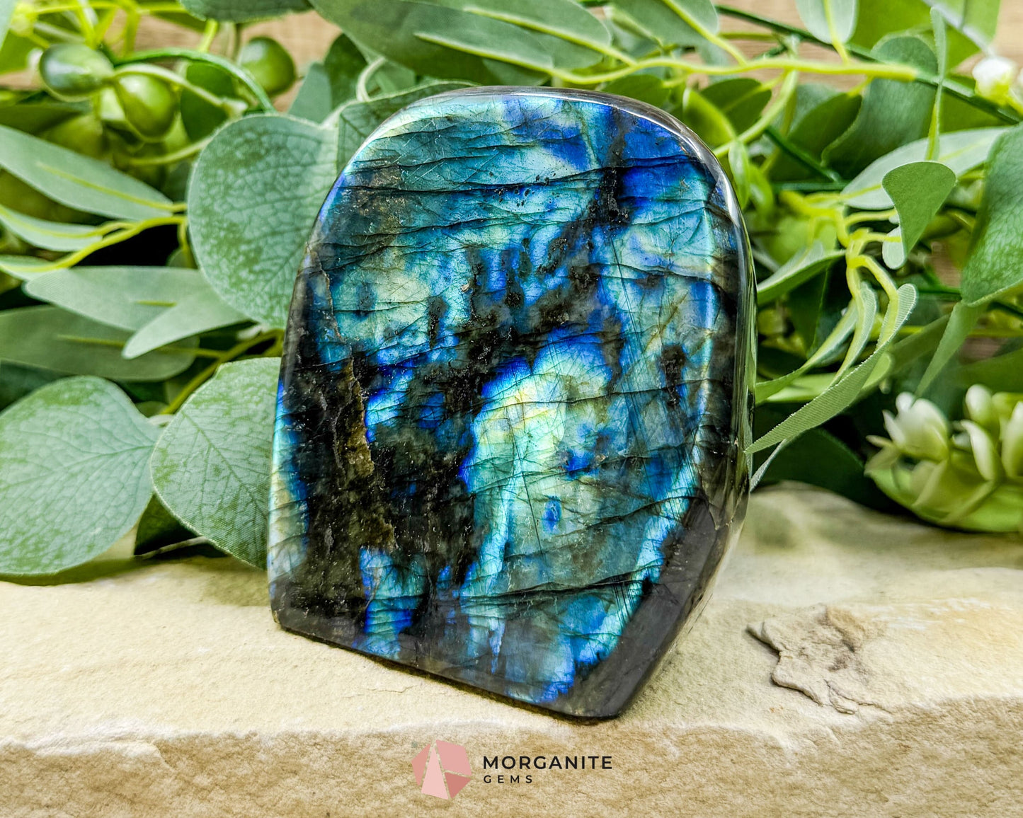 Electric Midnight Labradorite Freeform No. 4 – 1.47 lb Polished Crystal for Transformation & Aura Shielding