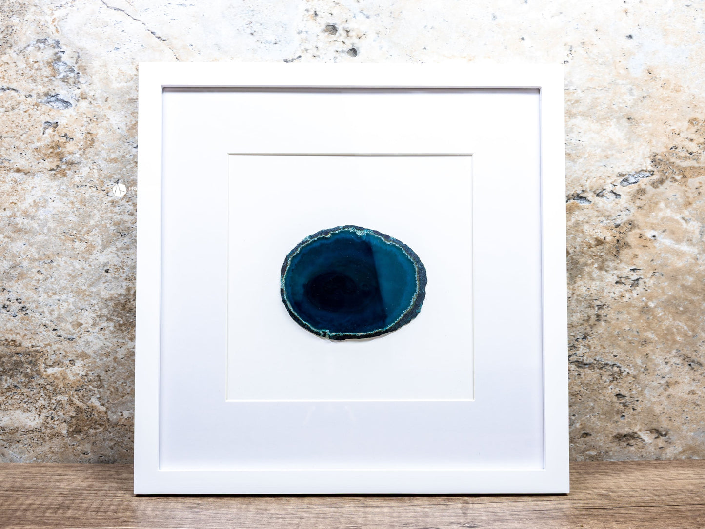 Framed Agate Slices Wall Art - K - Teal - Home & Living