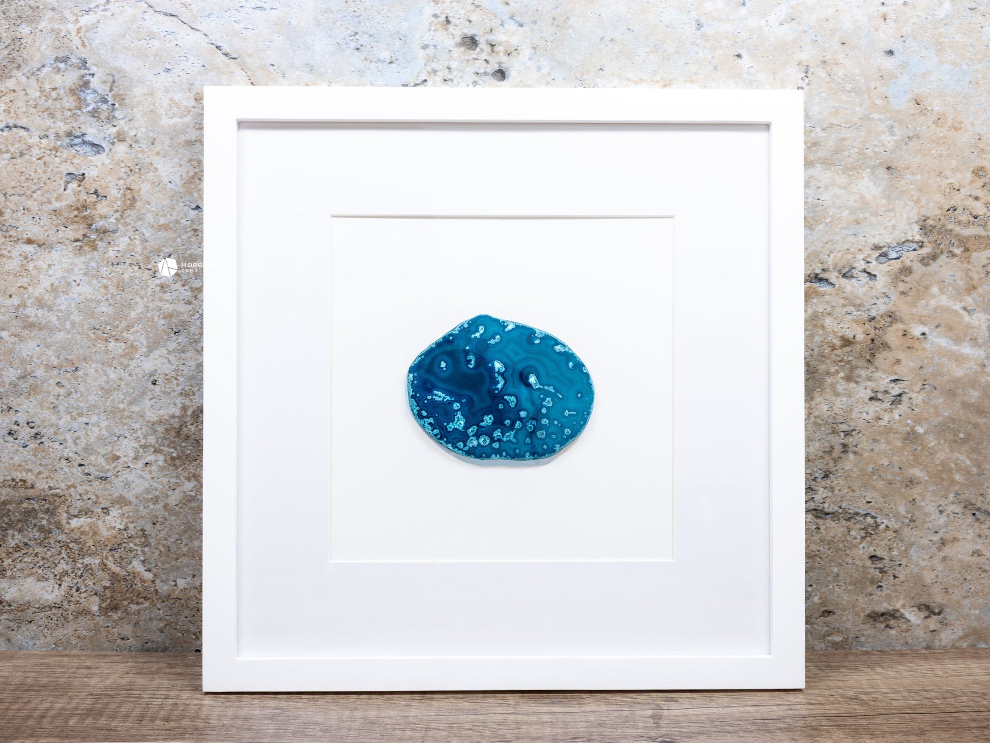 Framed Agate Slices Wall Art - A - Teal - Home & Living