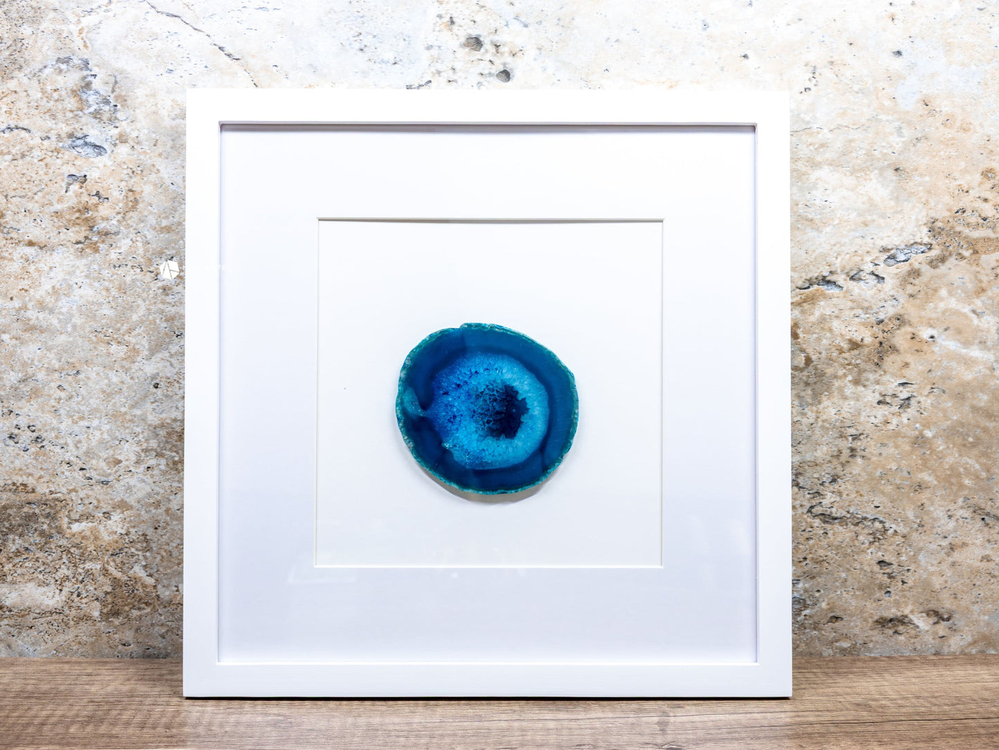 Framed Agate Slices Wall Art - D - Teal - Home & Living