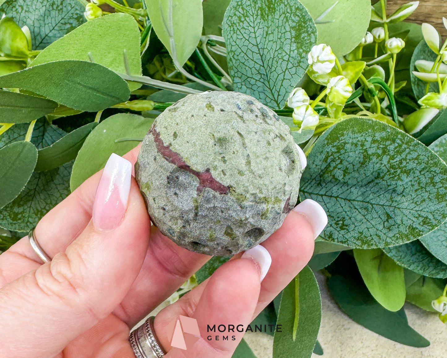 Full Moon Carving – 1.5″ Mini Gemstone Planet Carving with Clear Stand (Choose Your Stone: Epidote / Howlite / Mahogany