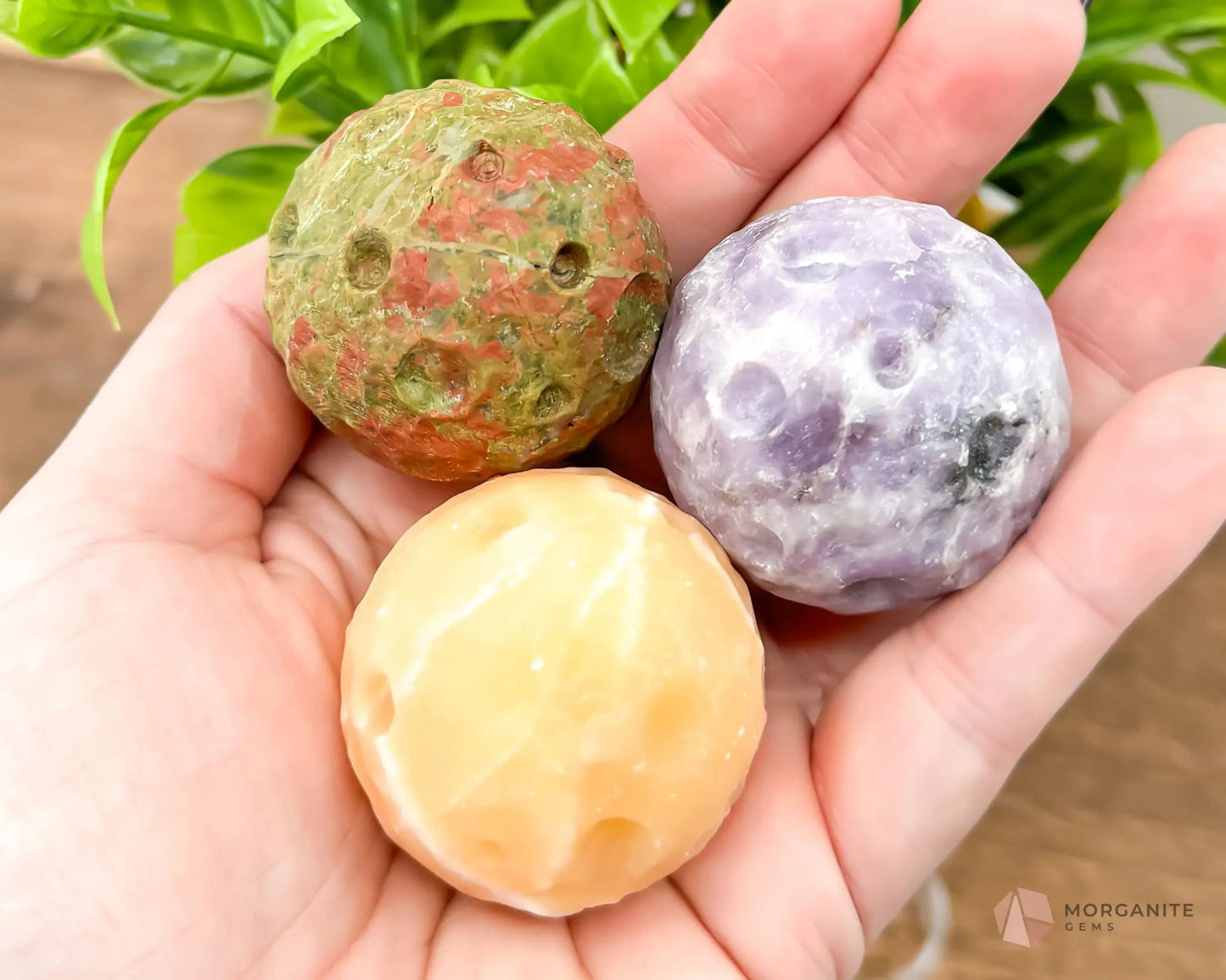 Full Moon Crystal Carving-Morganite Gems