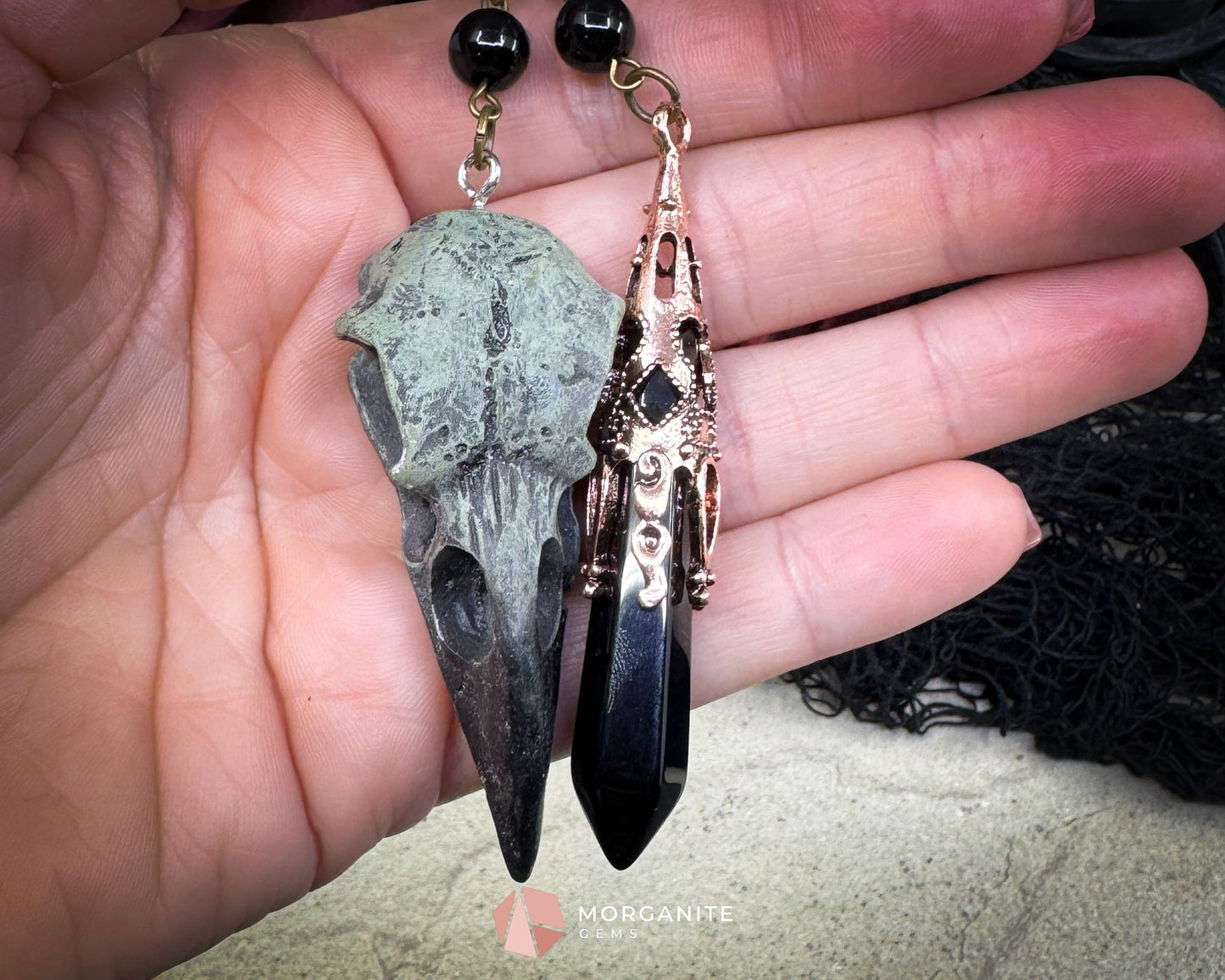 Gothic Raven Crystal Pendulum – Alloy & Crystal Divination Tool - Metaphysical Crystals
