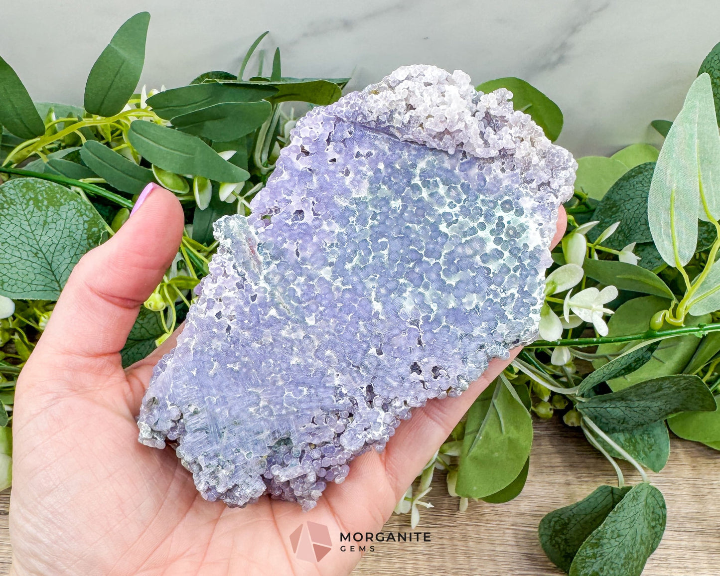 Grape Agate Crystal Cluster – Rare Purple Chalcedony Botryoidal Formation for Intuition Healing & Spiritual Display No.