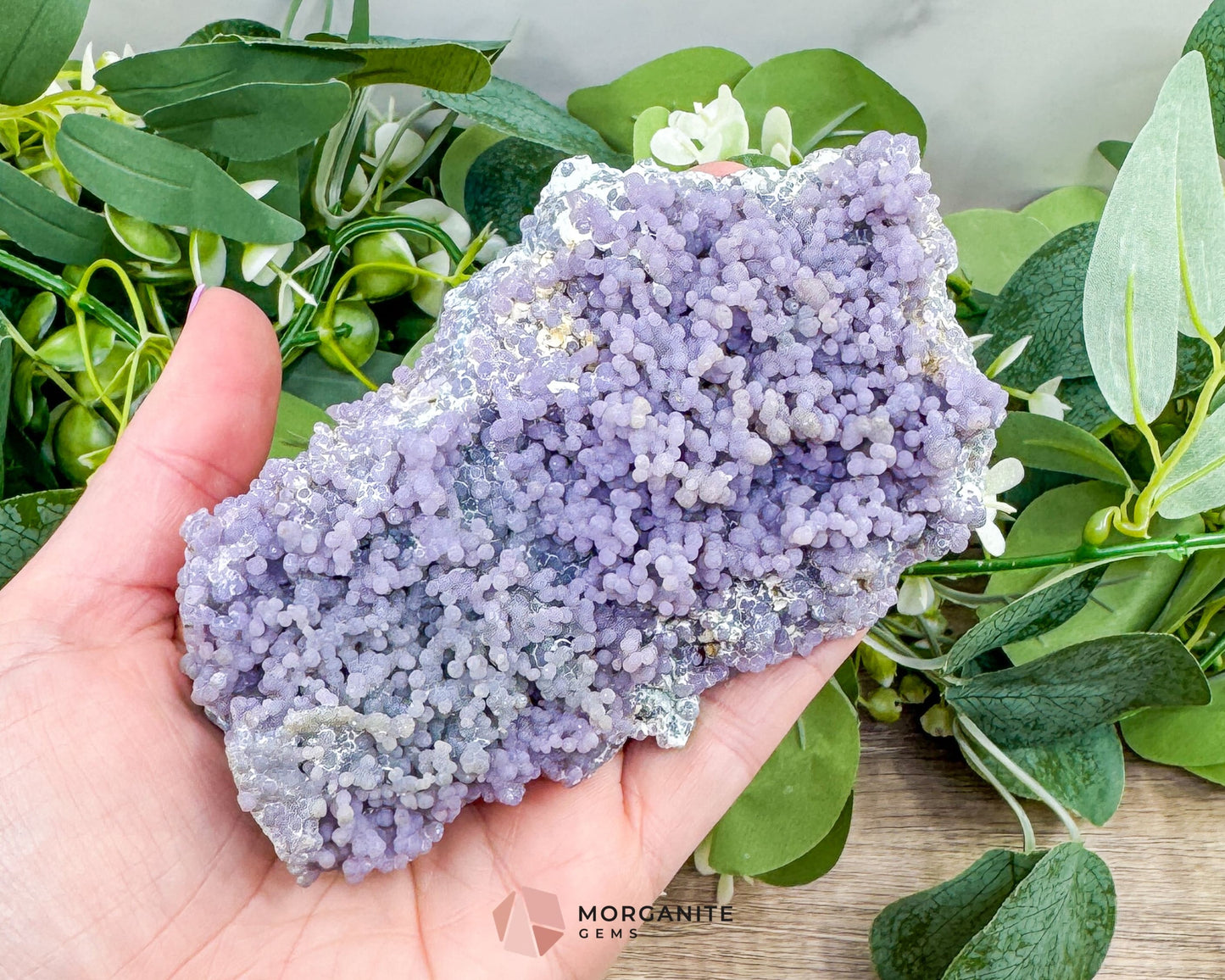 Grape Agate Crystal Cluster – Rare Purple Chalcedony Botryoidal Formation for Intuition Healing & Spiritual Display No.