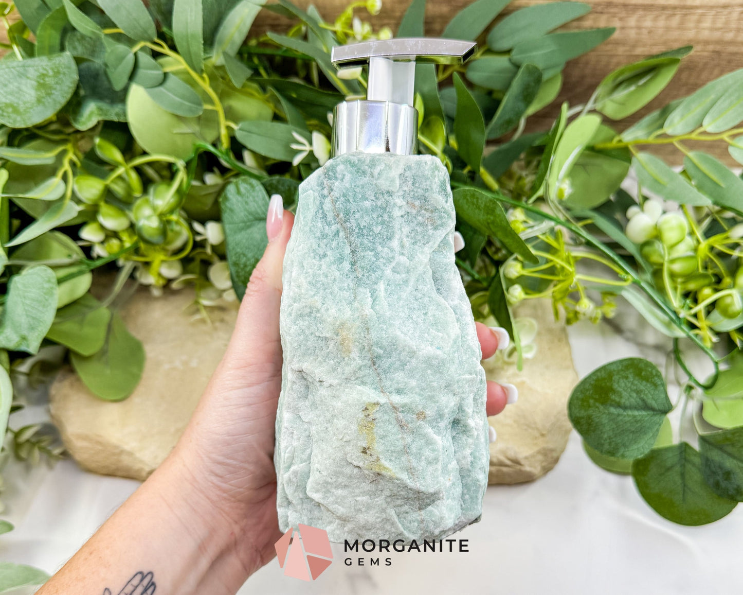 Green Aventurine Soap Dispenser No.2 – Crystal Decor for Abundance Healing & Luxury Spaces - Metaphysical Crystals