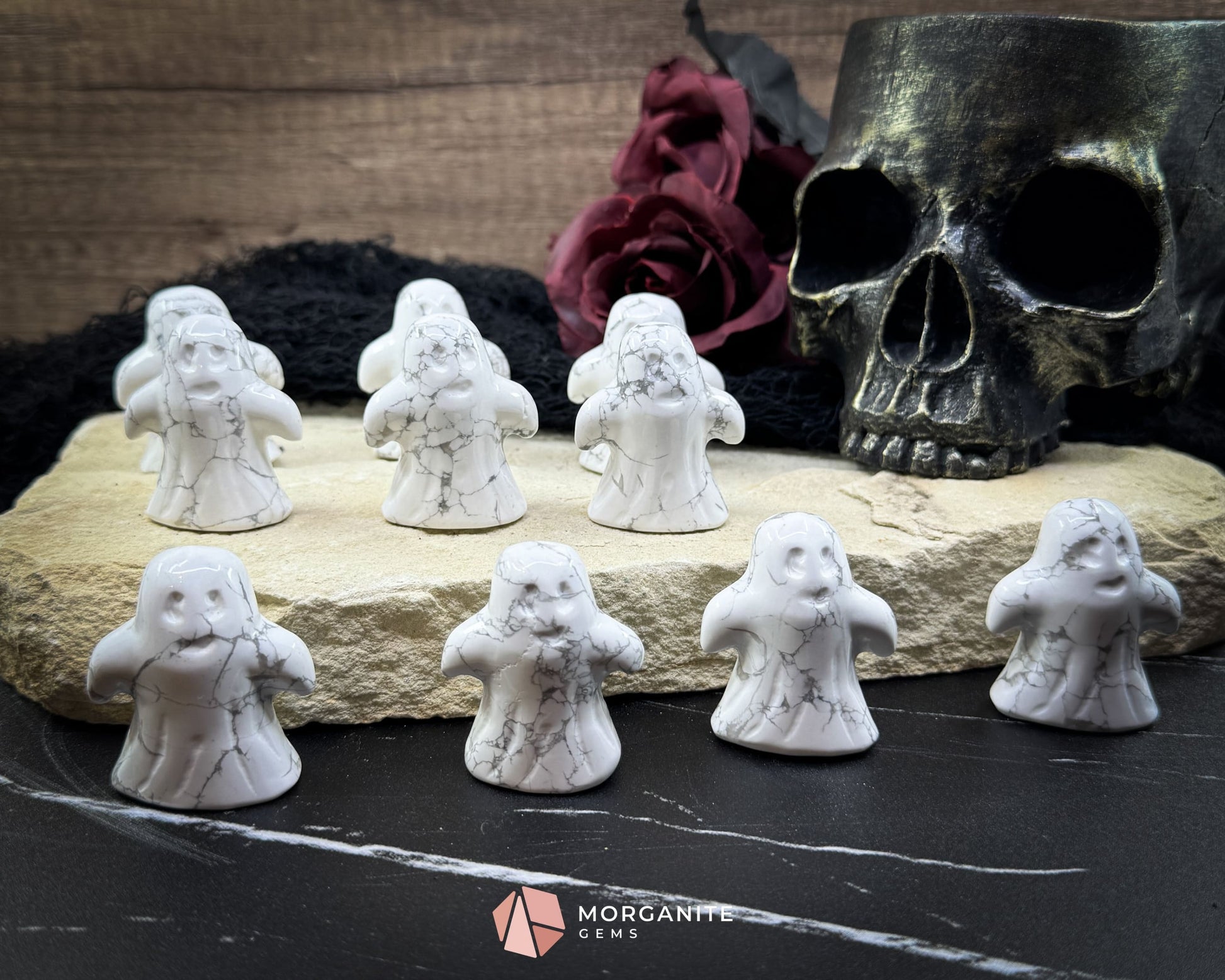 Howlite Ghost Figurine Carving (Approx. 44 mm) – Random Selection + Info Card Metaphysical Crystals