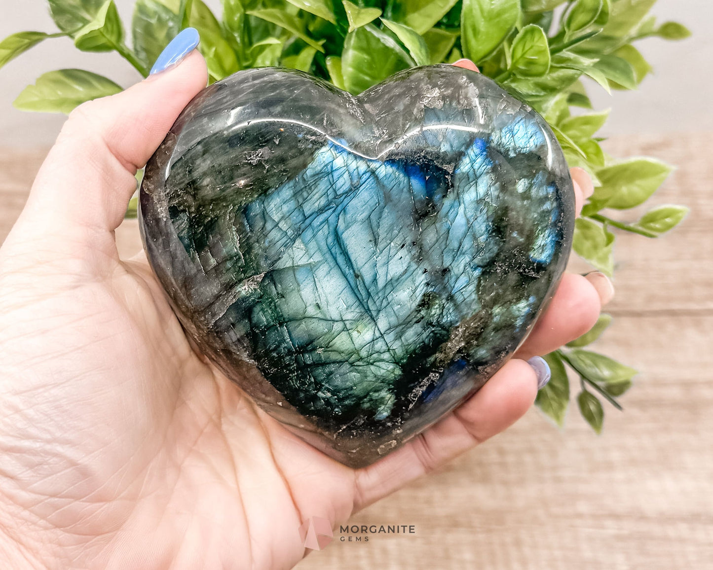 Labradorite Hearts in Various Sizes-Morganite Gems