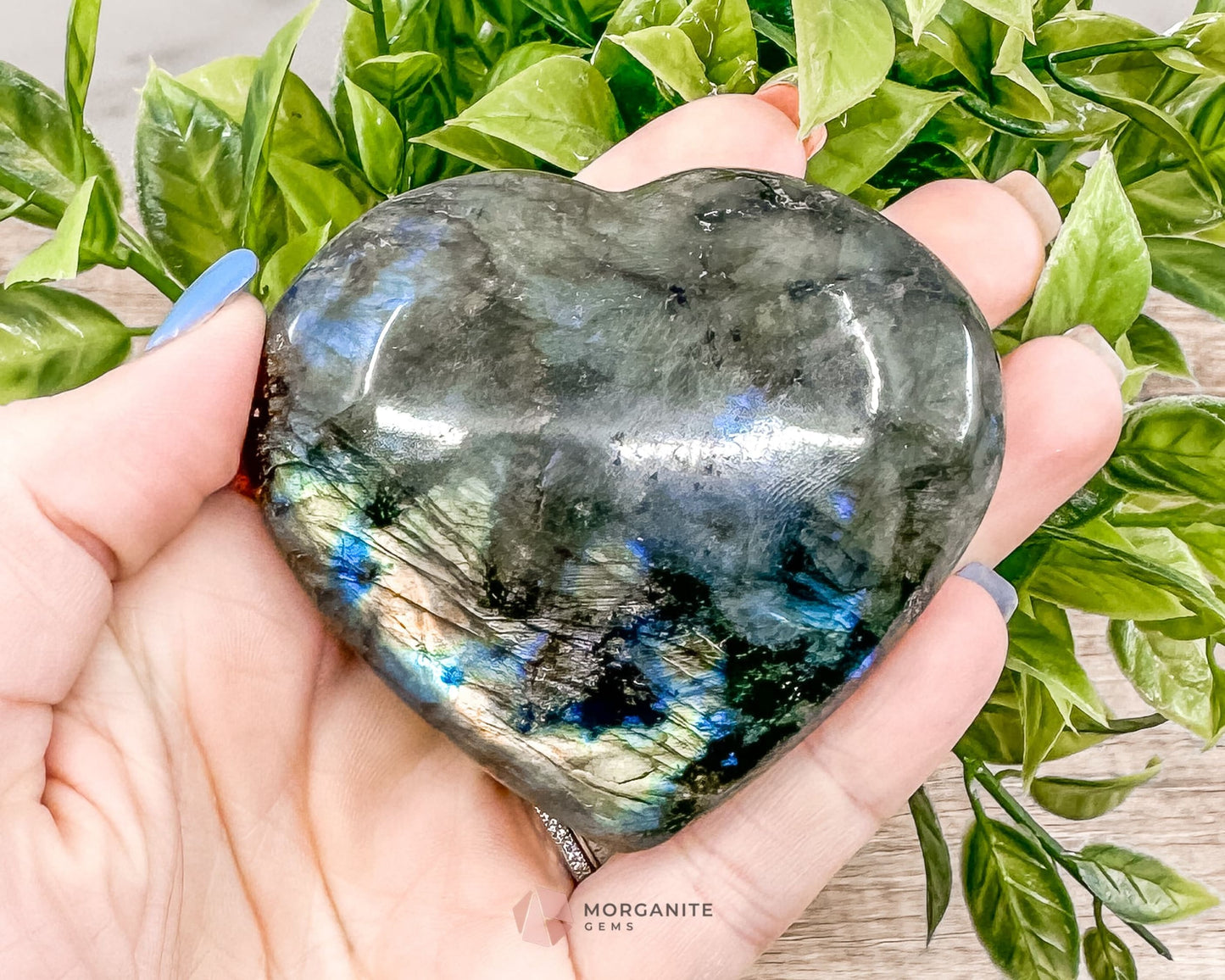 Labradorite Hearts in Various Sizes-Morganite Gems