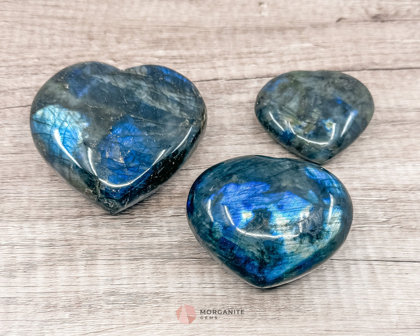 Labradorite Hearts in Various Sizes-Morganite Gems