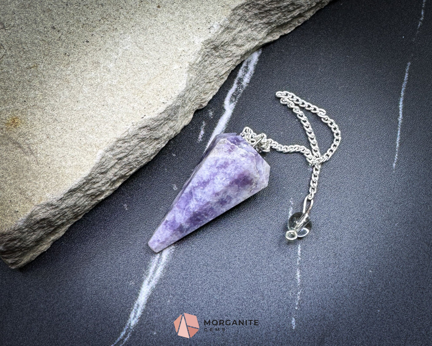 Lepidolite Crystal Pendulum for Stress Relief Peace & Emotional Balance - Metaphysical Crystals