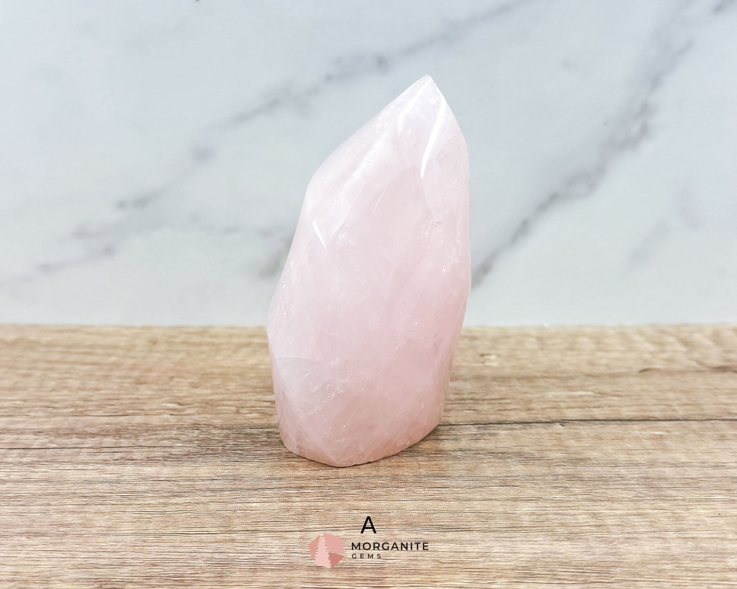 Medium Rose Quartz Flame – Handcrafted Crystal of Love and Serenity-Morganite Gems
