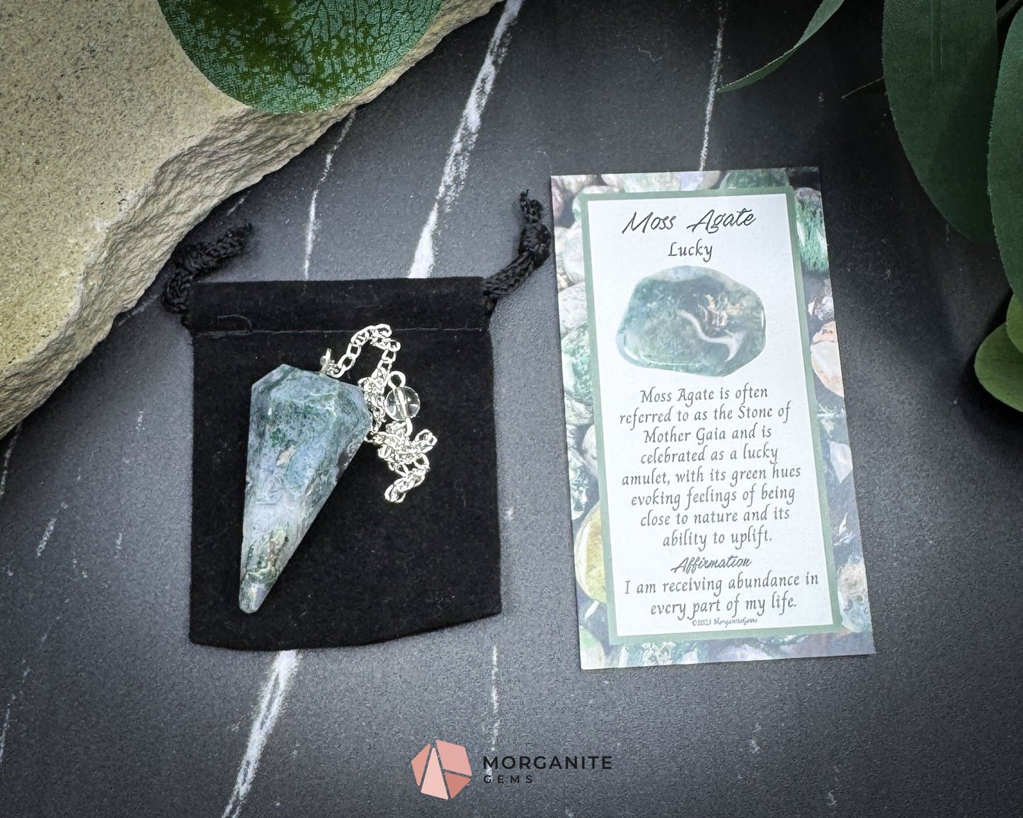 Moss Agate Pendulum for Growth & Earth Energy - Metaphysical Crystals
