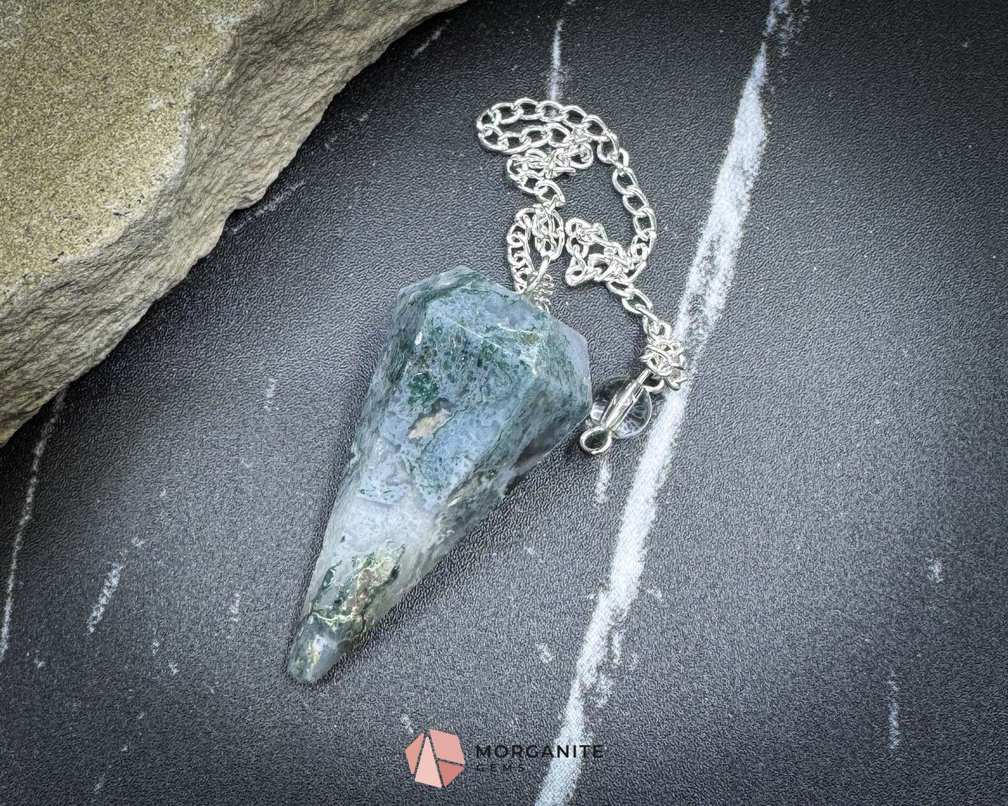Moss Agate Pendulum for Growth & Earth Energy - Metaphysical Crystals