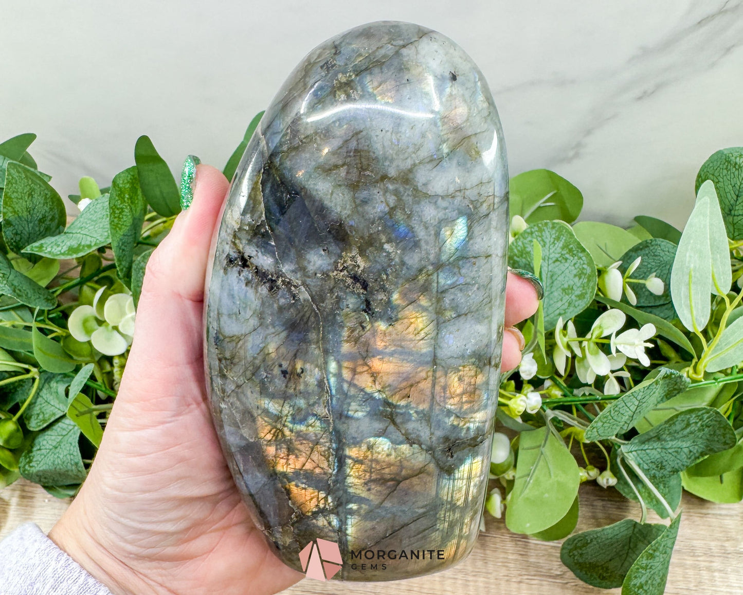 Multi Purple Fire Labradorite Freeform – 1.03kg Polished Standing Crystal for Intuition Magic & Higher Awareness
