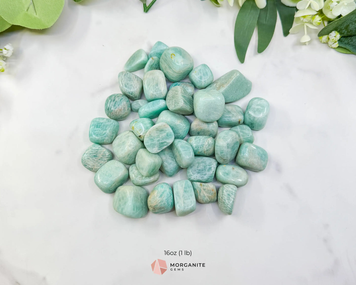 Natural Amazonite Tumbled Stones - Small 15-30mm Polished Crystals - Bulk Green Amazonite for Grids & Crafting - 1 lb