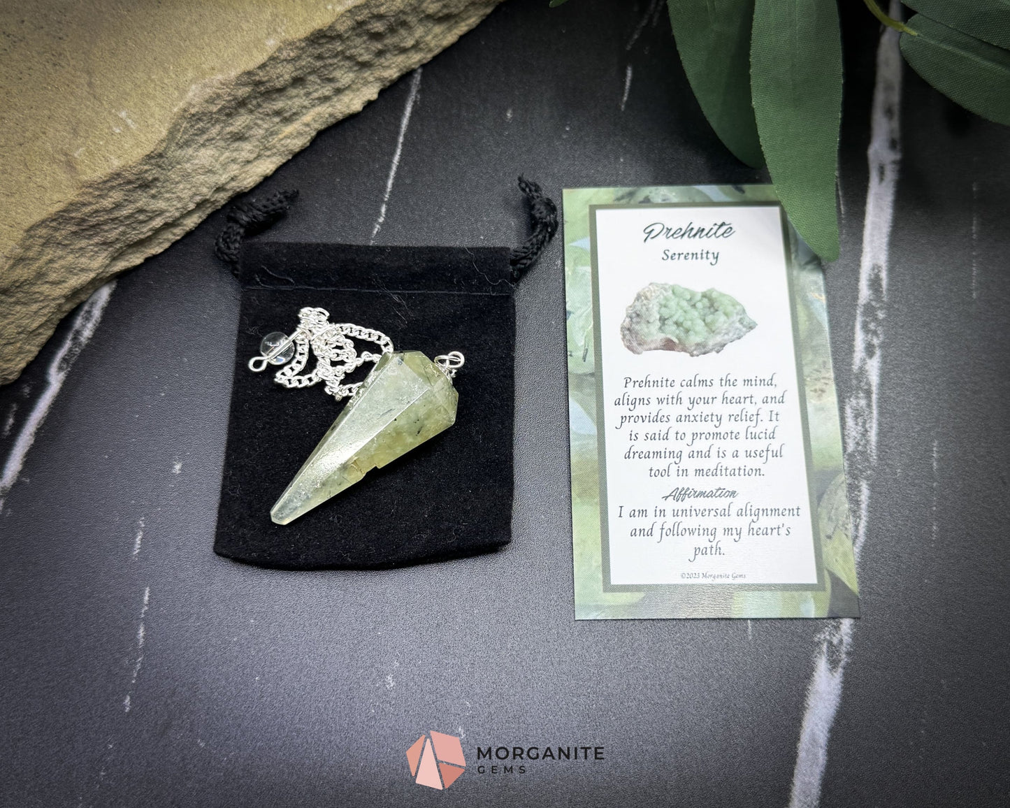 Prehnite Crystal Pendulum for Inner Peace Heart Healing & Spiritual Connection - Metaphysical Crystals