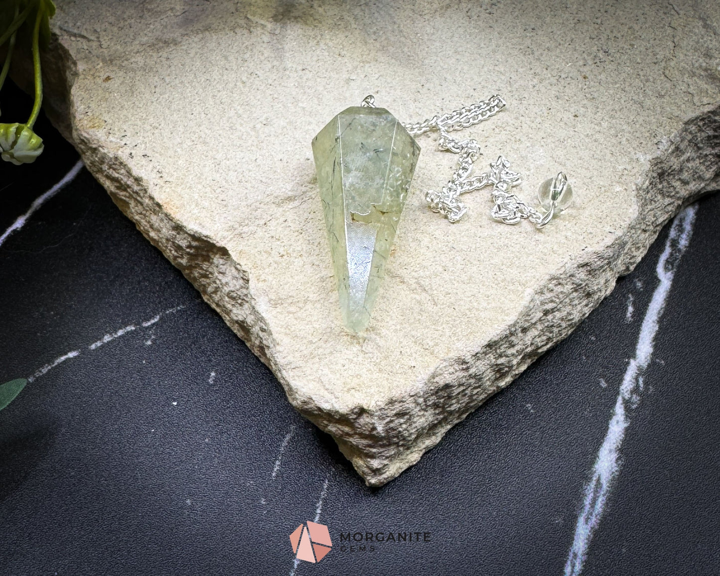 Prehnite Crystal Pendulum for Inner Peace Heart Healing & Spiritual Connection - Metaphysical Crystals