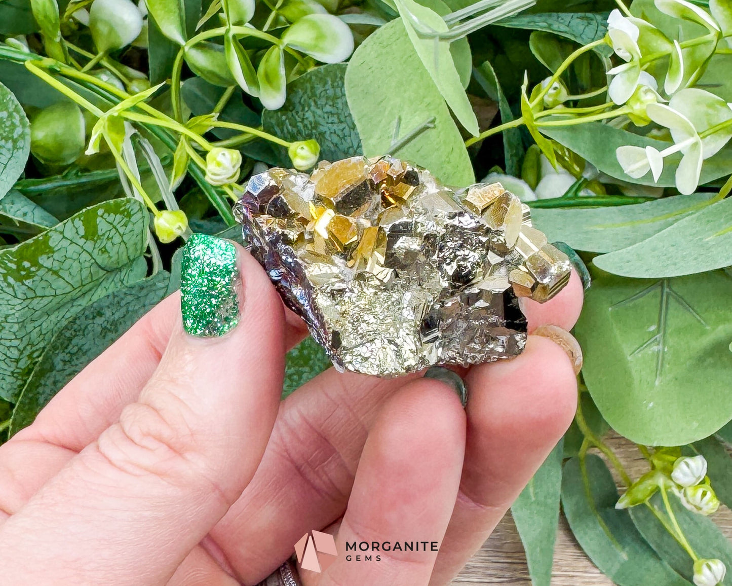 Pyrite Cluster with Clear Quartz – 72g Natural Mineral Specimen for Prosperity Clarity & Protection - Metaphysical