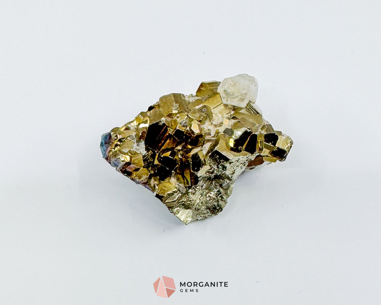 Pyrite Cluster with Clear Quartz – 72g Natural Mineral Specimen for Prosperity Clarity & Protection - Metaphysical