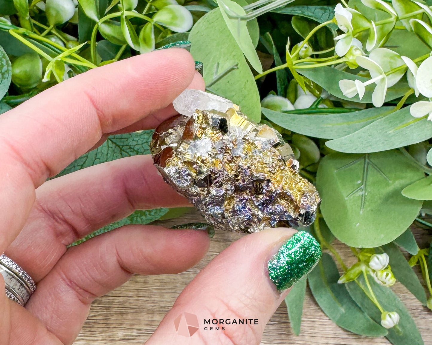 Pyrite Cluster with Clear Quartz – 72g Natural Mineral Specimen for Prosperity Clarity & Protection - Metaphysical