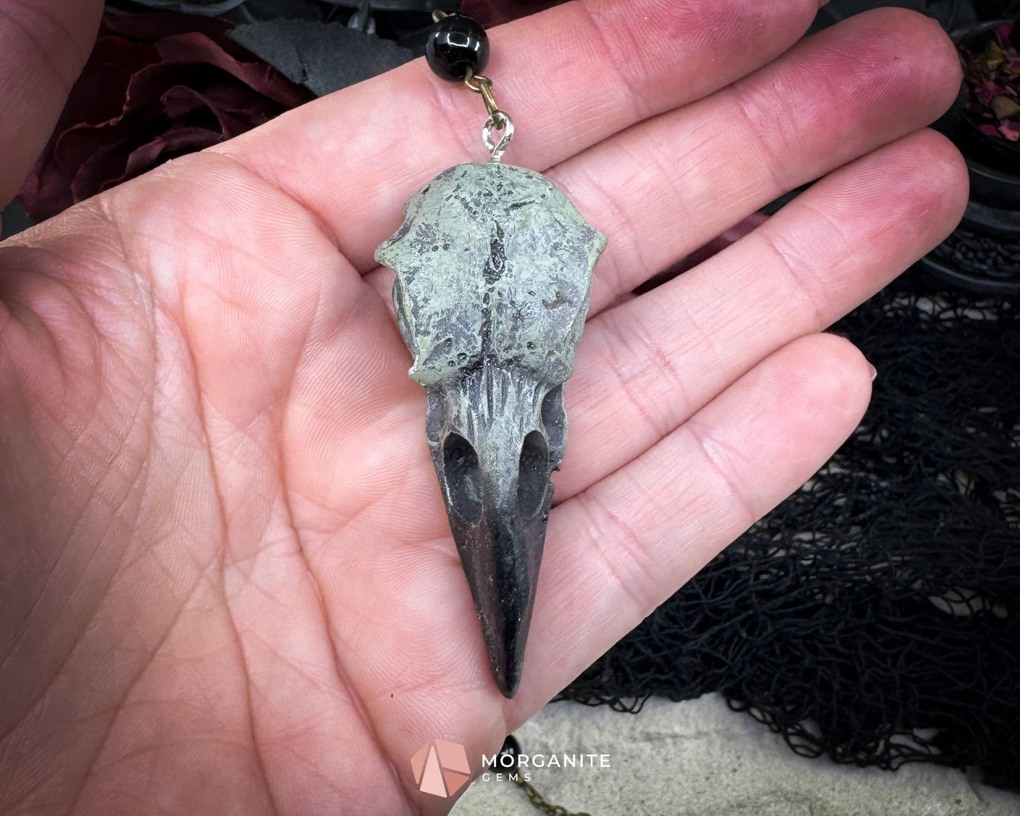 Gothic Raven Crystal Pendulum – Alloy & Crystal Divination Tool - Metaphysical Crystals