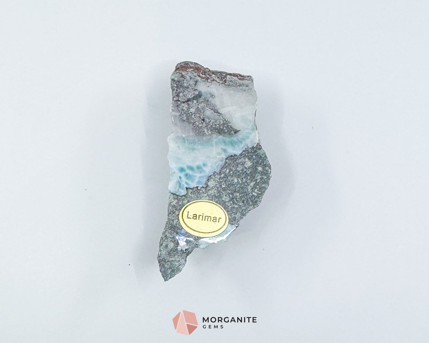 Raw Larimar with One Polished Side No. 11 | Rare Dominican Stone of Atlantis Crystal for Peace Expression & Emotional