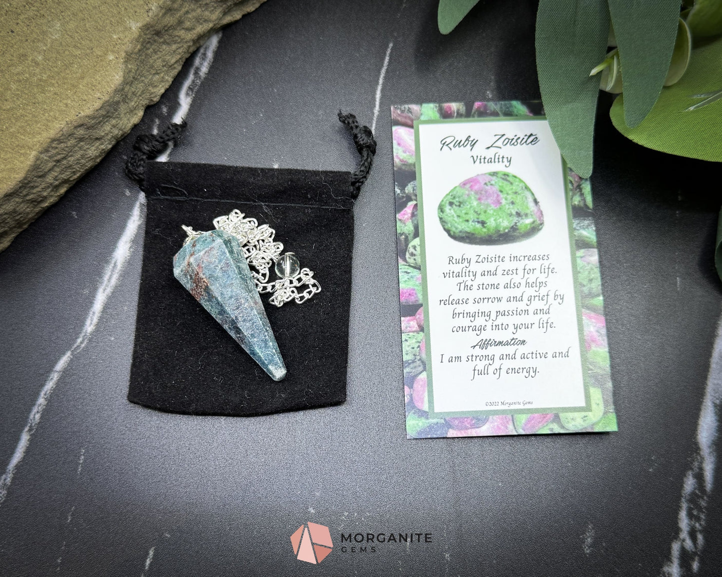 Ruby Zoisite Crystal Pendulum for Passion & Emotional Healing - Metaphysical Crystals