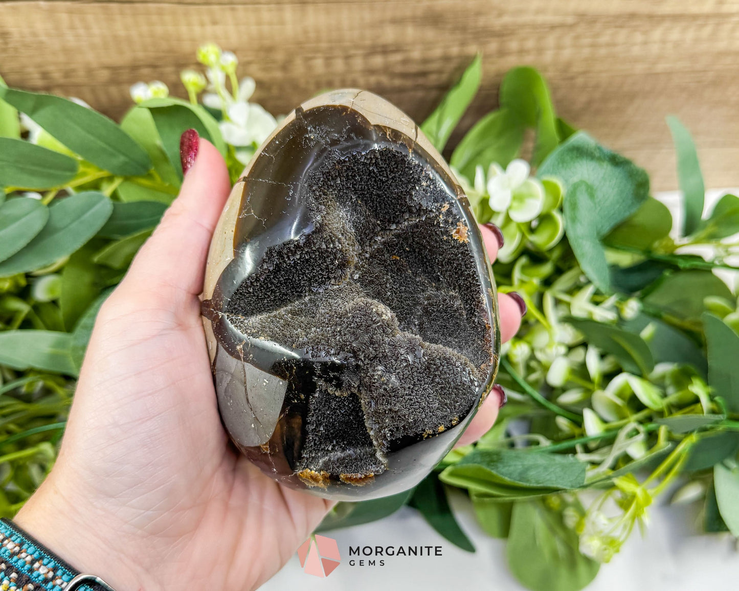 Septarian Dragon Egg Druzy Geode No. 1 – 4.2’’ × 3.3’’ × 3.1’’ | 1.83 lb Unique Crystal Specimen - Metaphysical Crystals
