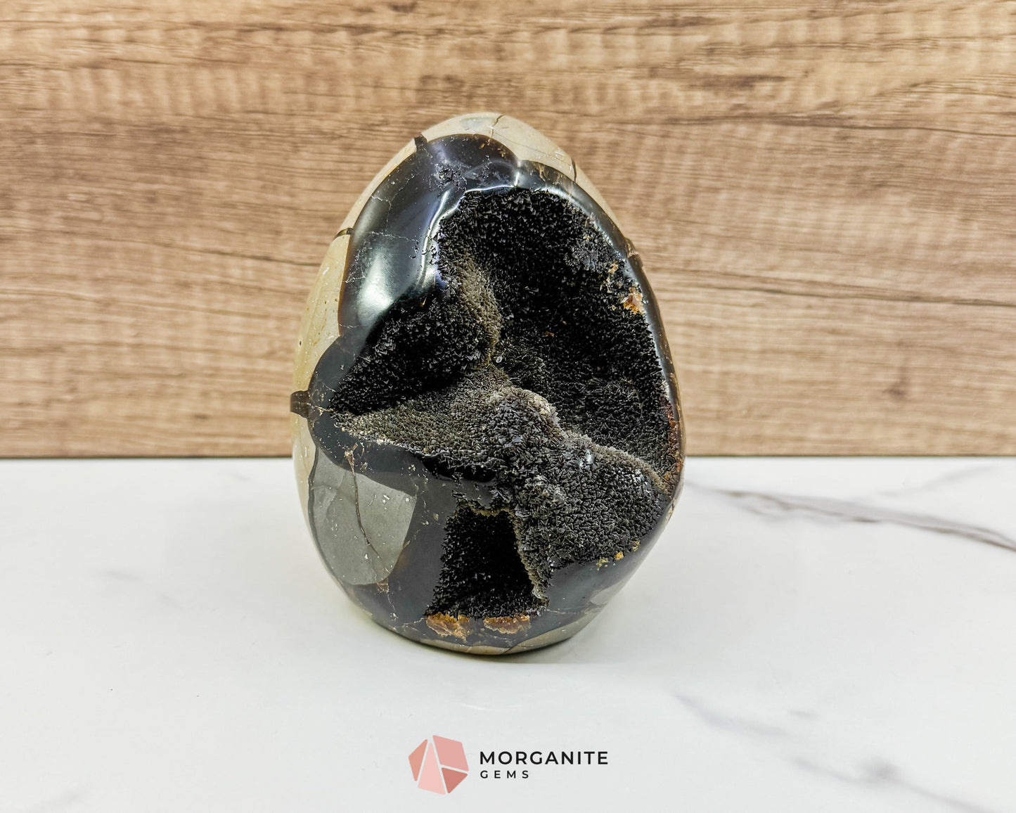 Septarian Dragon Egg Druzy Geode No. 1 – 4.2’’ × 3.3’’ × 3.1’’ | 1.83 lb Unique Crystal Specimen - Metaphysical Crystals