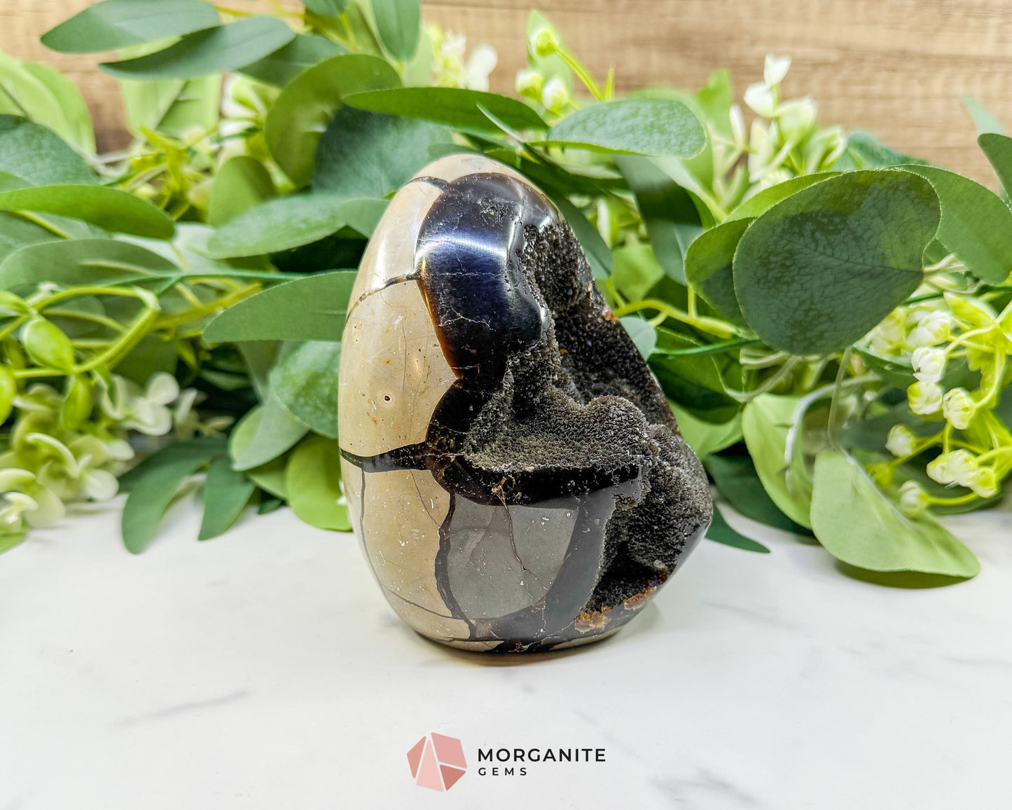 Septarian Dragon Egg Druzy Geode No. 1 – 4.2’’ × 3.3’’ × 3.1’’ | 1.83 lb Unique Crystal Specimen - Metaphysical Crystals